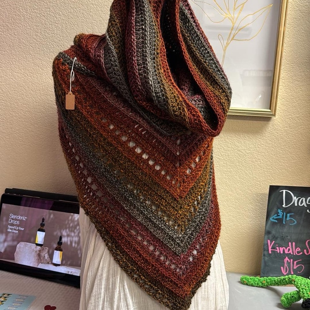 Multicolor Knit wild oleander hooded scarf